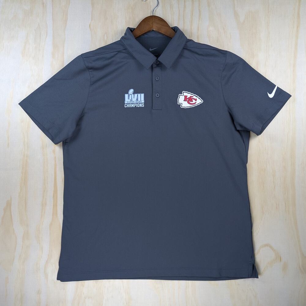 Nike Men's Large Kansas City Chiefs Super Bowl LVII Champions Dri-FIT Polo Gray
